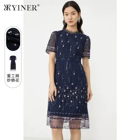 YINER音儿线上专选女装夏季网纱绣花连衣裙图片