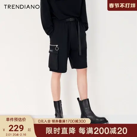 TRENDIANO官方潮牌春季美式简约休闲短裤男工装风直筒五分裤男士商品大图