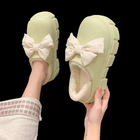 防水棉拖鞋女秋冬季室内居家鞋松糕厚底加绒保暖防滑外穿包跟棉鞋商品大图
