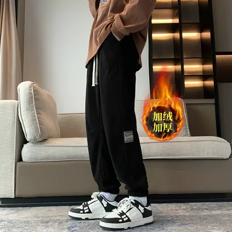 2023男士条绒裤子秋冬灯芯绒男裤加绒加厚保暖卫裤束脚休闲裤男商品大图