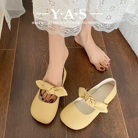 时尚气质玛丽珍单鞋子女夏2024年春秋季新款蝴蝶结软底豆豆开车鞋商品大图