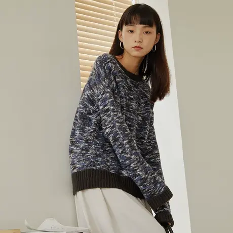 omont蛋挞家 复古宽松软糯马海毛套头毛衣女秋冬针织衫学院上衣商品大图