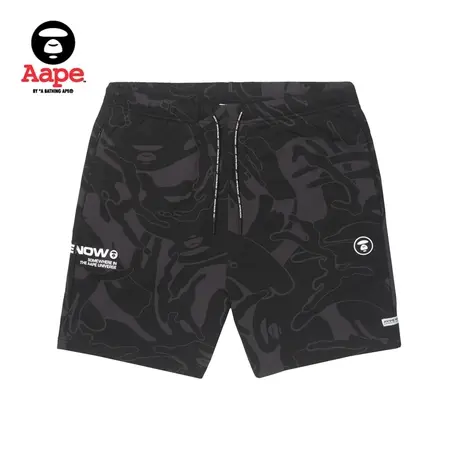 Aape旗舰店男装春夏迷彩印花猿颜徽章抽绳休闲短裤A655XXK商品大图
