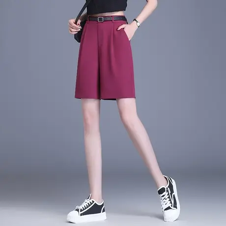 冰凉丝五分阔腿裤女夏薄款西装短裤2023新款高腰显瘦休闲直筒中裤图片