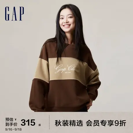 Gap女装秋冬2023新款LOGO碳素软磨抓绒卫衣756429运动休闲上衣图片