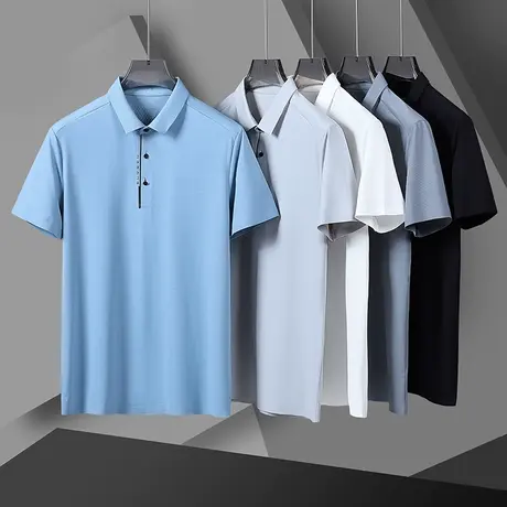 保罗POLO衫男士短袖t恤高端翻领夏季薄款冰丝透气高端中年休闲T恤商品大图