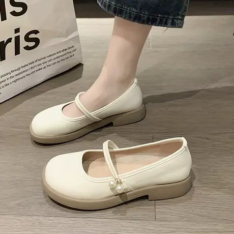 玛丽珍鞋女平底单鞋夏季2023新款小白乐福鞋配裙子软底温柔小皮鞋商品大图