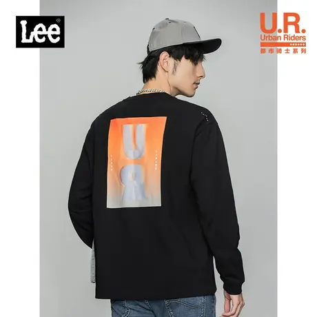 Lee商场同款22春季新品舒适版印花黑色男长袖T恤LMT0014314DR-K11图片