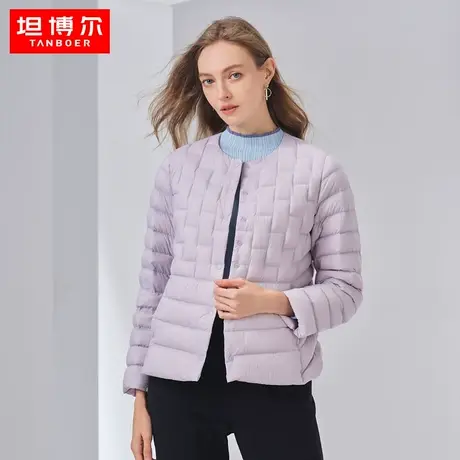【商场同款】坦博尔轻薄羽绒服女2022年新款百搭无领内胆TB330022商品大图