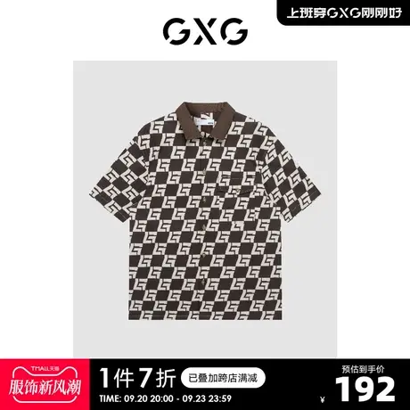 GXG男装 商场同款满印时尚潮流短袖衬衫23年春夏新品趣味谈格系列图片