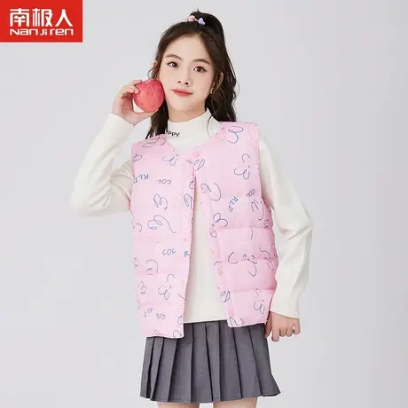 女童保暖羽绒马甲秋冬季休闲中大童打底内搭防寒外穿上衣校服神器商品大图