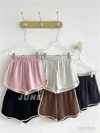 阔腿短裤女薄款直筒宽松高腰小个子运动休闲裤夏撞色复古包边热裤图片