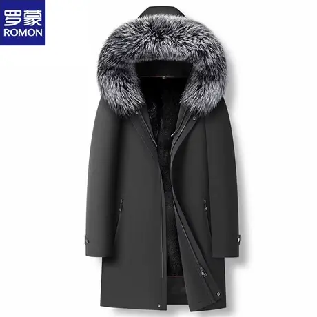 罗蒙男士冬季整貂中长款皮毛一体可拆水貂毛内胆男派克服潮流皮草图片