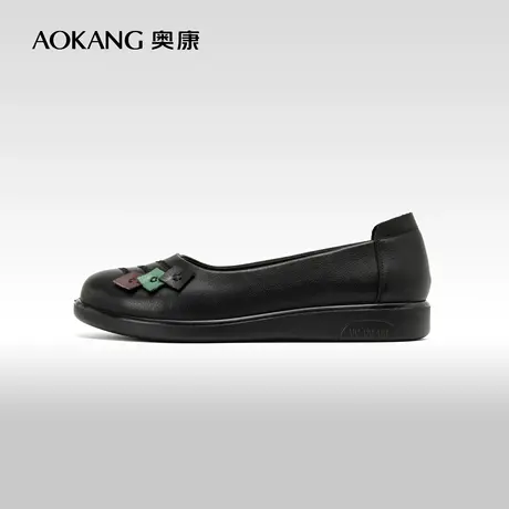 奥康女鞋 2024春季新款真皮时尚百搭中老年妈妈单鞋一脚蹬单鞋图片