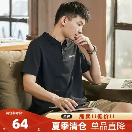 唐狮2023夏季新款速干冰丝polo衫男士短袖黑色有翻领t恤运动ins潮图片