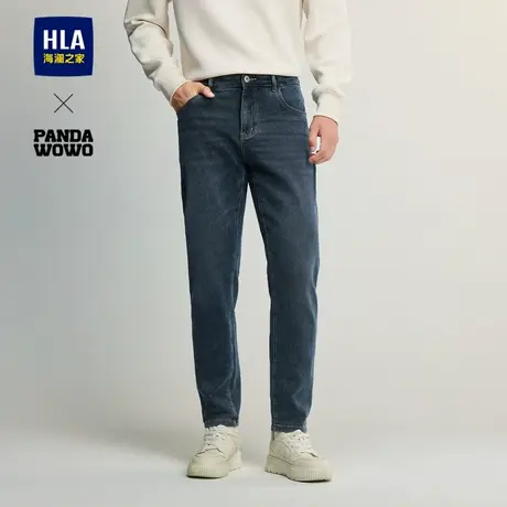 HLA/海澜之家panda wowo牛仔裤25春季新渐变色水洗字母刺绣裤子男商品大图