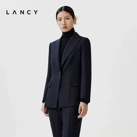 LANCY/朗姿2024春季新款商务通勤羊毛西装外套女修身收腰职业西服图片