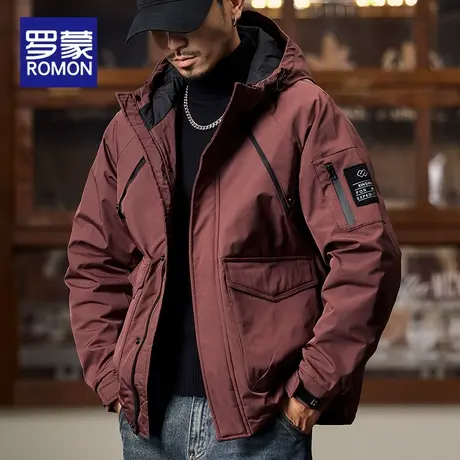 罗蒙宽松连帽棉服男2025新款夹克棉衣冬季派克服保暖防风工装外套图片