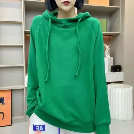 欧货连帽德绒加厚卫衣女2023春秋新款长袖时尚保暖内搭休闲上衣潮图片