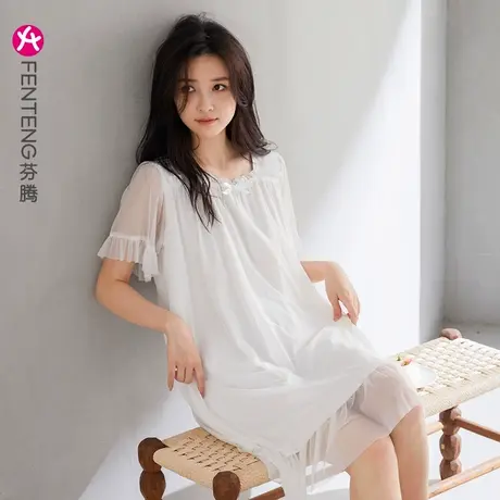 清仓芬腾白色连衣裙女夏季法式性感蕾丝冰丝睡裙夏款气质仙女裙子商品大图