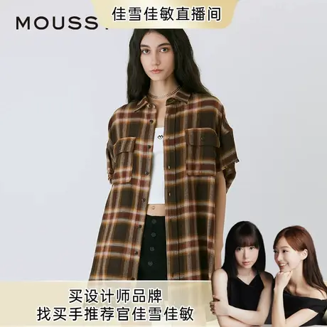 【佳雪佳敏直播精选】moussy夏季美式复古风格纹衬衫商品大图