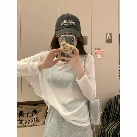 镂空露背长袖t恤女夏季薄款冰丝防晒罩衫胖mm大码300斤空调上衣潮图片