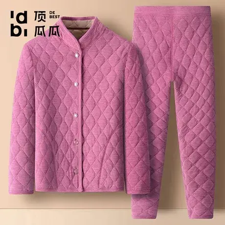 【三层夹棉】顶瓜瓜秋冬季女士家居服保暖套装中老年加绒加厚睡衣商品大图