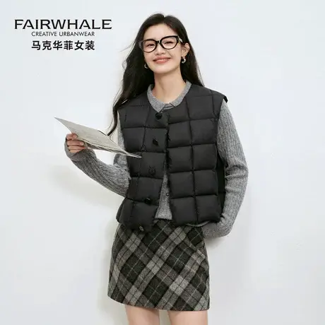 马克华菲圆领轻薄羽绒马甲女2025新款秋冬保暖设计感简约马夹背心图片