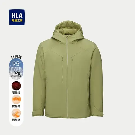 HLA/海澜之家保暖鸭绒羽绒服25秋冬新石墨烯御寒抽绳连帽外套男图片