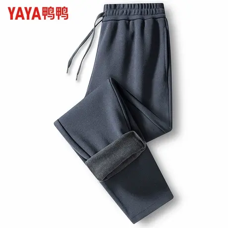 【含绵羊毛+桑蚕丝】鸭鸭男士松紧腰卫裤2025冬季新款加绒直筒裤商品大图