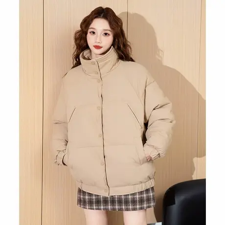 唐狮女棉衣净色冬季新款美式复古立领设计感棉服外套小众夹棉tu图片