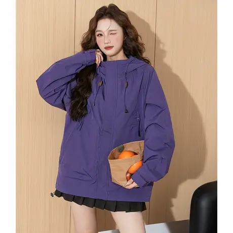 唐狮秋季女外套连帽紫色早秋穿搭高级感时尚百搭薄款夹克潮yctu商品大图