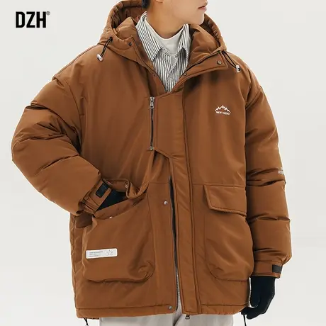 男生工装连帽棉服男潮牌高级感冬装外套2023新款加厚保暖棉衣棉袄商品大图