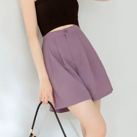 桔熊夏季通勤凉爽舒适雪纺短裤子女修身松紧高腰a字裤大码BA6197商品大图