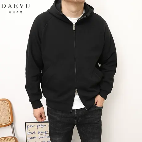 DAEVU春秋新款日系休闲大号潮胖加肥加大码男款连帽开衫卫衣外套图片