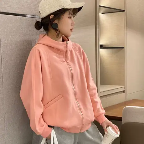 2023春秋季新款韩版拉链休闲薄款卫衣开衫糖果色棒球服连帽外套潮图片