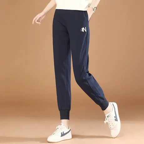 韩潮袭人松紧腰刺绣运动休闲长裤女2023秋季新款宽松束脚卫裤子图片