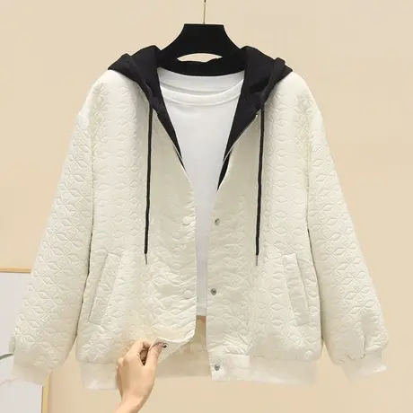 时尚连帽拼接假两件长袖棒球服外套女2023秋季新款休闲宽松上衣潮商品大图