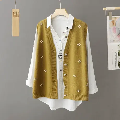 马甲背心外套春秋坎肩新款针织开衫女士毛衣外搭宽松秋装马夹外穿图片