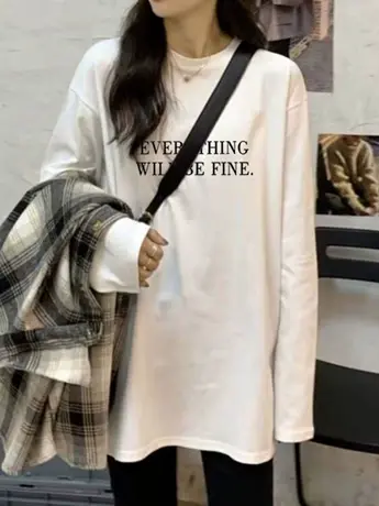 白色内搭打底衫女2023新款秋冬季欧货加绒遮肚子显瘦长袖t恤上衣图片