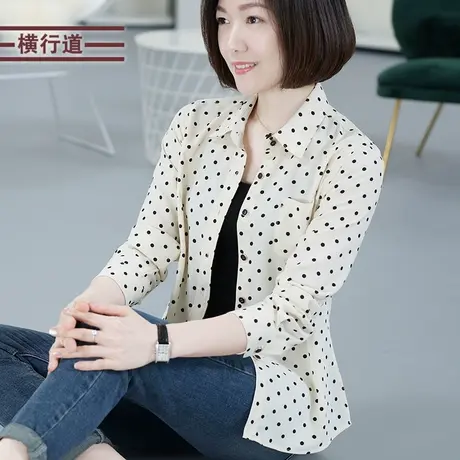 横行道2025年春装新款雪纺衬衫波点长袖衬衣休闲宽松上衣大码女装商品大图