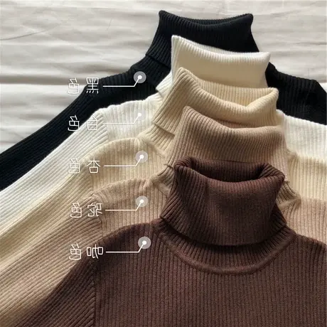 堆堆高领打底衫2024年春秋冬季新款内搭洋气羊绒毛衣针织衫女上衣图片
