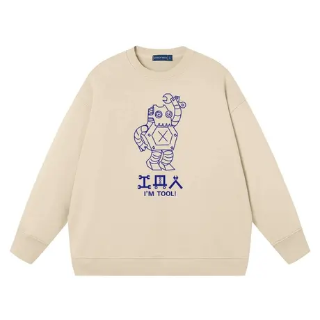 秀洛秋季工具人国潮圆领卫衣搞笑幽默文字纯棉衣服印花男外套上衣商品大图