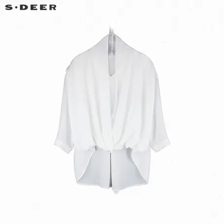 【直播间专属】sdeer圣迪奥女装假两件拼接不规则衬衫S221Z0536图片
