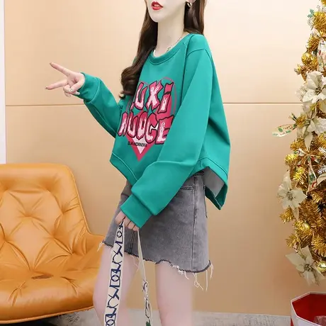 减10】春秋薄款卫衣外套女2023新款早秋季洋气减龄宽松设计感上衣图片