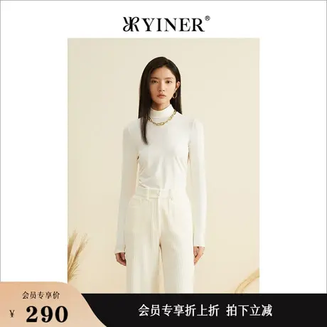 YINER音儿女装秋季半高领长袖毛衣修身针织打底衫商品大图