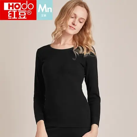 红豆女士纯棉秋衣单件棉毛衫秋冬保暖全棉内衣薄款抗寒圆领打底衫商品大图