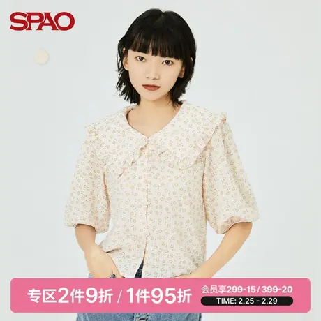 SPAO 女士雪纺衫春季新款时尚翻领娃娃领碎花衬衫SPBBB38S54图片