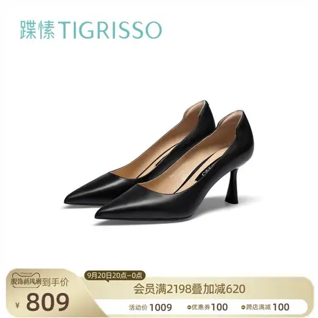 蹀愫2023新款百搭简约尖头高跟浅口单鞋女TA42117-11商品大图