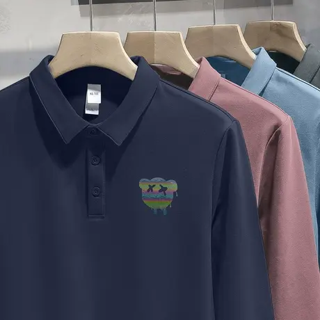 小熊polo衫长袖t恤男士翻领有领商务保罗带领打底衫潮流修身秋衣商品大图